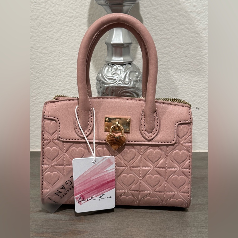 PETA - APPROVED VEGAN
 Pink Handbag with Heart Lock